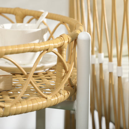 3-Piece Rattan Garden Furniture Set, Patio Set with 2 Garden Chairs, Coffee Table, Balcony Furniture Set with Cushions, for Balcony, Terrace, Yellow+Cream