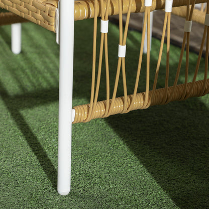 3-Piece Rattan Garden Furniture Set, Patio Set with 2 Garden Chairs, Coffee Table, Balcony Furniture Set with Cushions, for Balcony, Terrace, Yellow+Cream