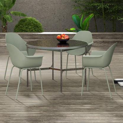 Garden Chair Set of 4 Weatherproof Plastic Garden Chairs with Armrests Backrest Patio Chair Supports up to 120 kg Patio Furniture for Backyard, Garden, Balcony Green