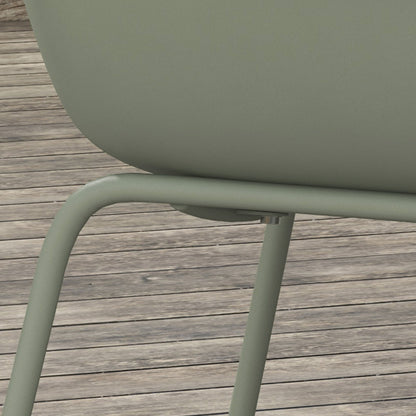 Garden Chair Set of 4 Weatherproof Plastic Garden Chairs with Armrests Backrest Patio Chair Supports up to 120 kg Patio Furniture for Backyard, Garden, Balcony Green