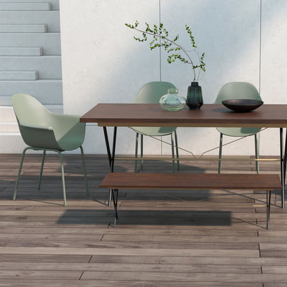 Garden Chair Set of 4 Weatherproof Plastic Garden Chairs with Armrests Backrest Patio Chair Supports up to 120 kg Patio Furniture for Backyard, Garden, Balcony Green