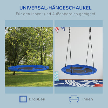 Nest Swing Ø110 cm, Hanging Swing up to 100 kg, Adjustable Children's Swing, Children's Garden Swing Disc Swing for 3-12 Years Children, Blue