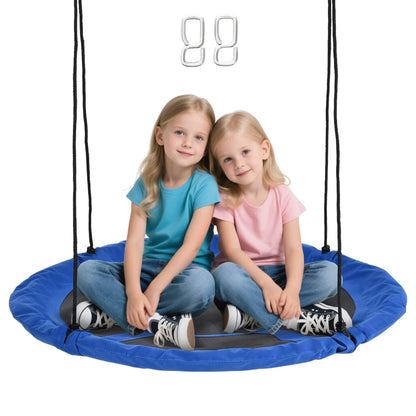 Nest Swing Ø110 cm, Hanging Swing up to 100 kg, Adjustable Children's Swing, Children's Garden Swing Disc Swing for 3-12 Years Children, Blue