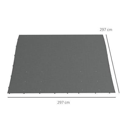 Replacement Canopy for Garden Pergola 3x3 m with 16 Drainage Holes, Hooks and Rings, Polyester Gazebo Pergola Cover, Dark Grey