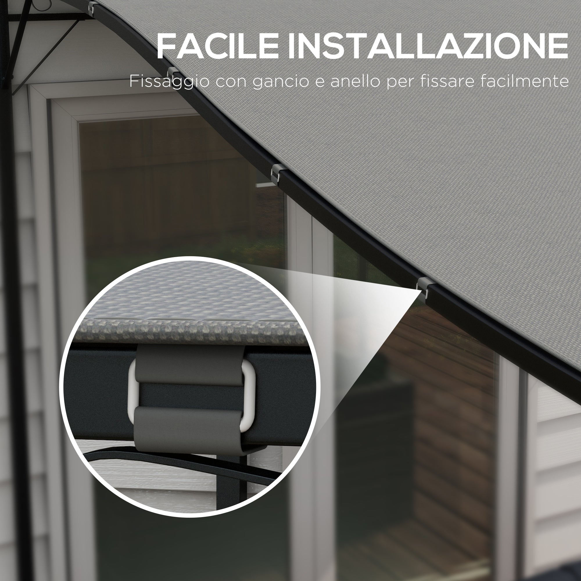 Replacement Canopy for Garden Pergola 3x3 m with 16 Drainage Holes, Hooks and Rings, Polyester Gazebo Pergola Cover, Dark Grey