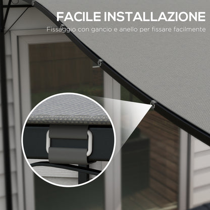 Replacement Canopy for Garden Pergola 3x3 m with 16 Drainage Holes, Hooks and Rings, Polyester Gazebo Pergola Cover, Dark Grey