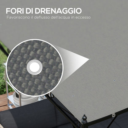 Replacement Canopy for Garden Pergola 3x3 m with 16 Drainage Holes, Hooks and Rings, Polyester Gazebo Pergola Cover, Dark Grey