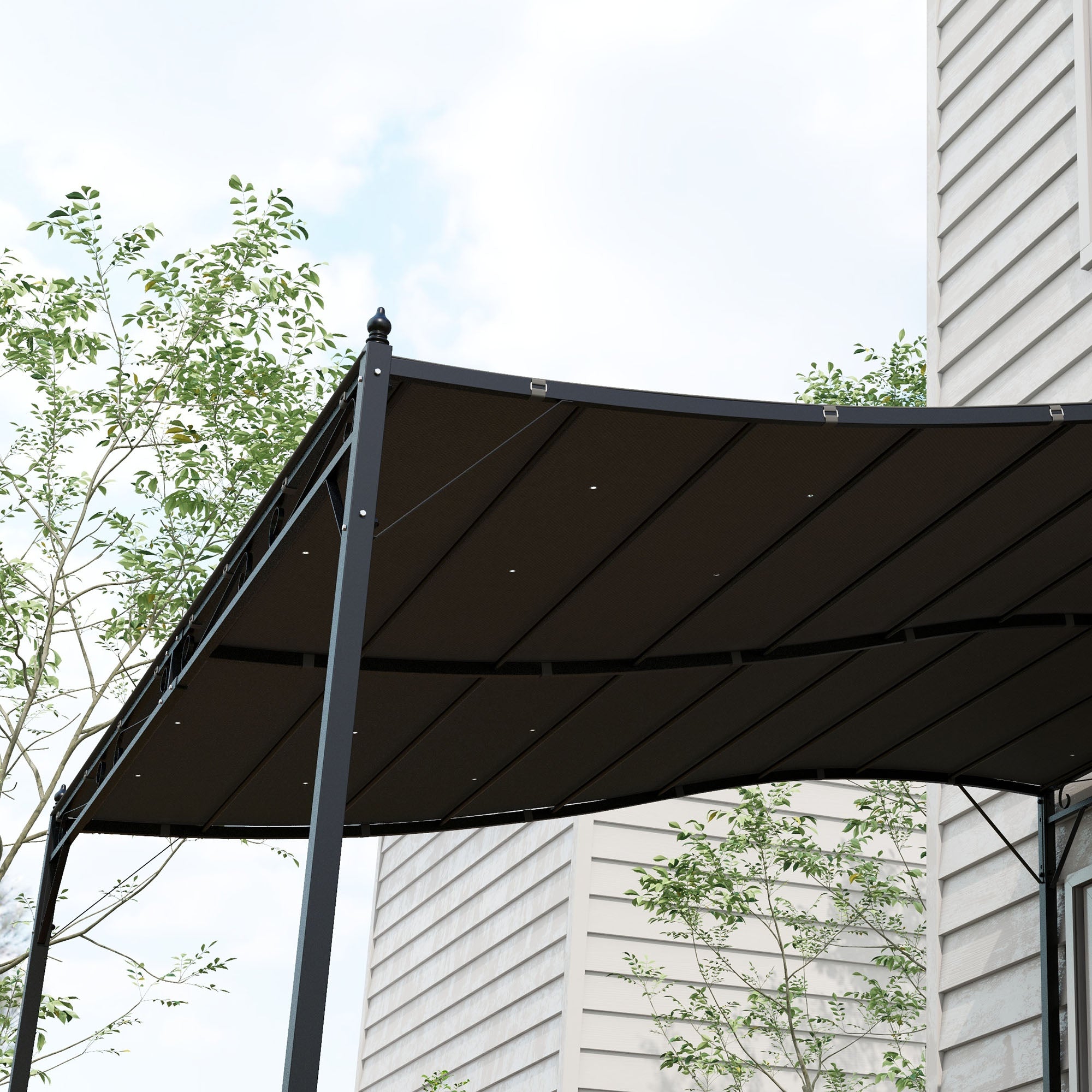 Replacement Canopy for Garden Pergola 3x3 m with 16 Drainage Holes, Hooks and Rings, Polyester Gazebo Pergola Cover, Dark Grey