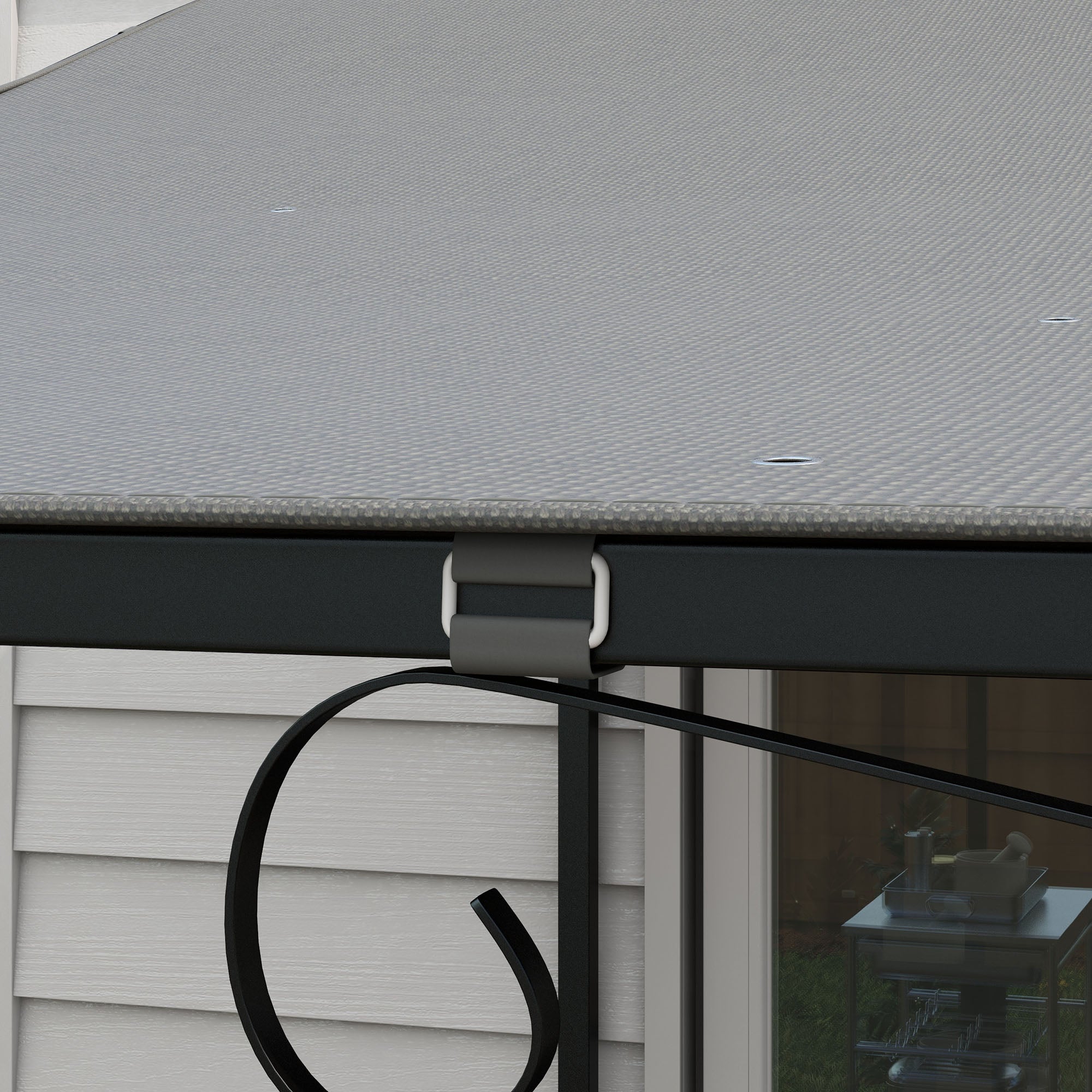 Replacement Canopy for Garden Pergola 3x3 m with 16 Drainage Holes, Hooks and Rings, Polyester Gazebo Pergola Cover, Dark Grey