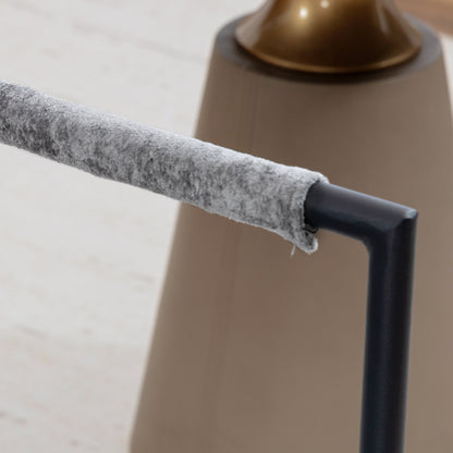 Accent Chair — Padded Printed Velvet Upholstery, Wide Seat, Carbon Steel Frame, Light Gray