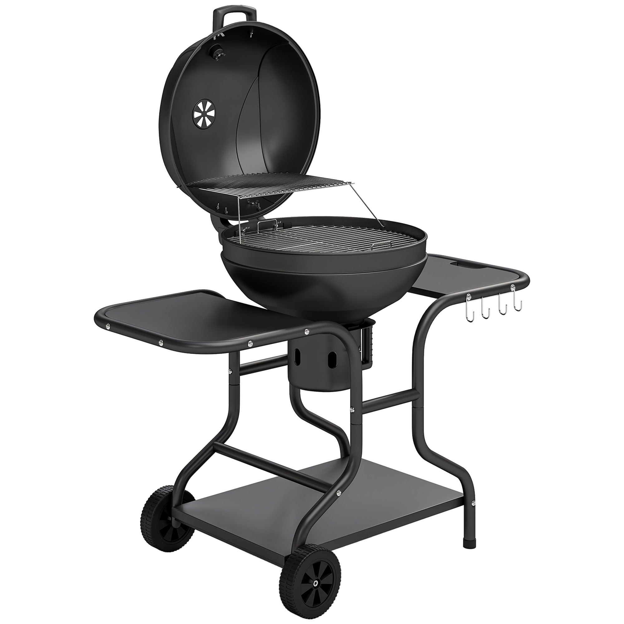 Charcoal Kettle Grill with Side Tables, Lid Thermometer & Wheels — 50.8 x 25.0 x 41.9 in (129 x 63.5 x 106.5 cm)