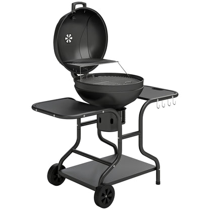 Charcoal Kettle Grill with Side Tables, Lid Thermometer & Wheels — 50.8 x 25.0 x 41.9 in (129 x 63.5 x 106.5 cm)