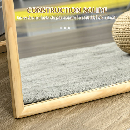 Wooden Floor Mirror in rectangular round shape with Scandinavian Style for Entryway, Bedroom, Dressing room, Dimensions 148L x 41W cm