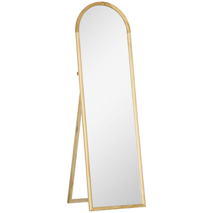 Wooden Floor Mirror in rectangular round shape with Scandinavian Style for Entryway, Bedroom, Dressing room, Dimensions 148L x 41W cm