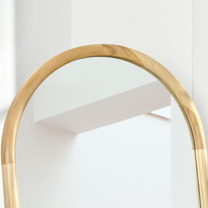 Wooden Floor Mirror in rectangular round shape with Scandinavian Style for Entryway, Bedroom, Dressing room, Dimensions 148L x 41W cm
