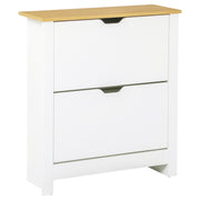Modern Shoe Cabinet Entryway Shoe Rack for 12 Pairs of Shoes with Flip-Down Drawers and Adjustable Shelves Narrow Shoe Storage for Hallway 72x26x80 cm White