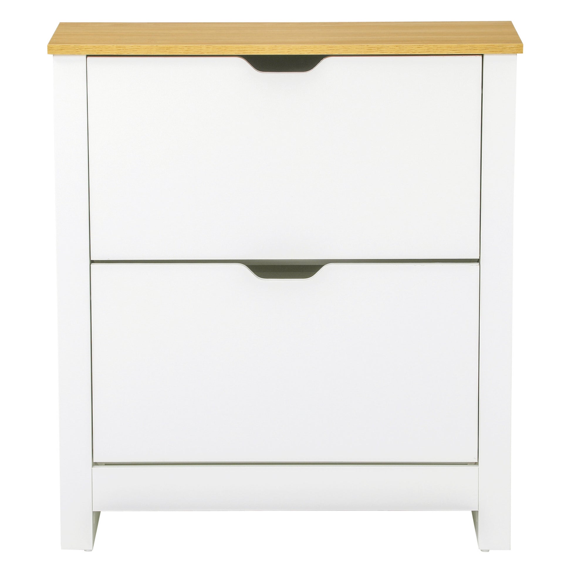Modern Shoe Cabinet Entryway Shoe Rack for 12 Pairs of Shoes with Flip-Down Drawers and Adjustable Shelves Narrow Shoe Storage for Hallway 72x26x80 cm White