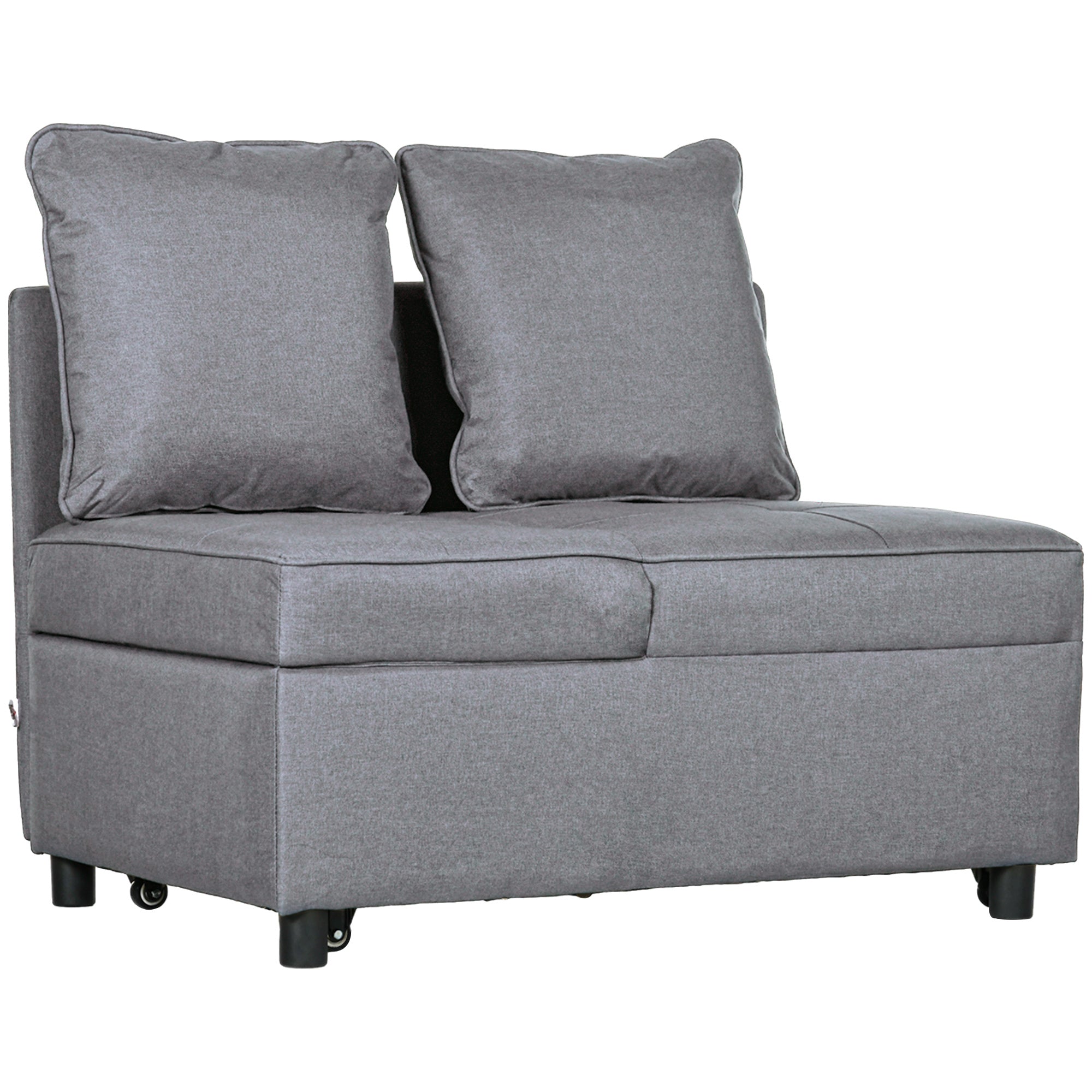 Sleeper Chair 3-in-1 Pull-Out Sofa Bed with Bed Function 2 Seater Sofa with Adjustable Backrest, Side Pocket, Cushion, Casters, up to 300 kg, for small space Dark Gray