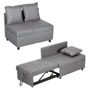 Sleeper Chair 3-in-1 Pull-Out Sofa Bed with Bed Function 2 Seater Sofa with Adjustable Backrest, Side Pocket, Cushion, Casters, up to 300 kg, for small space Dark Gray