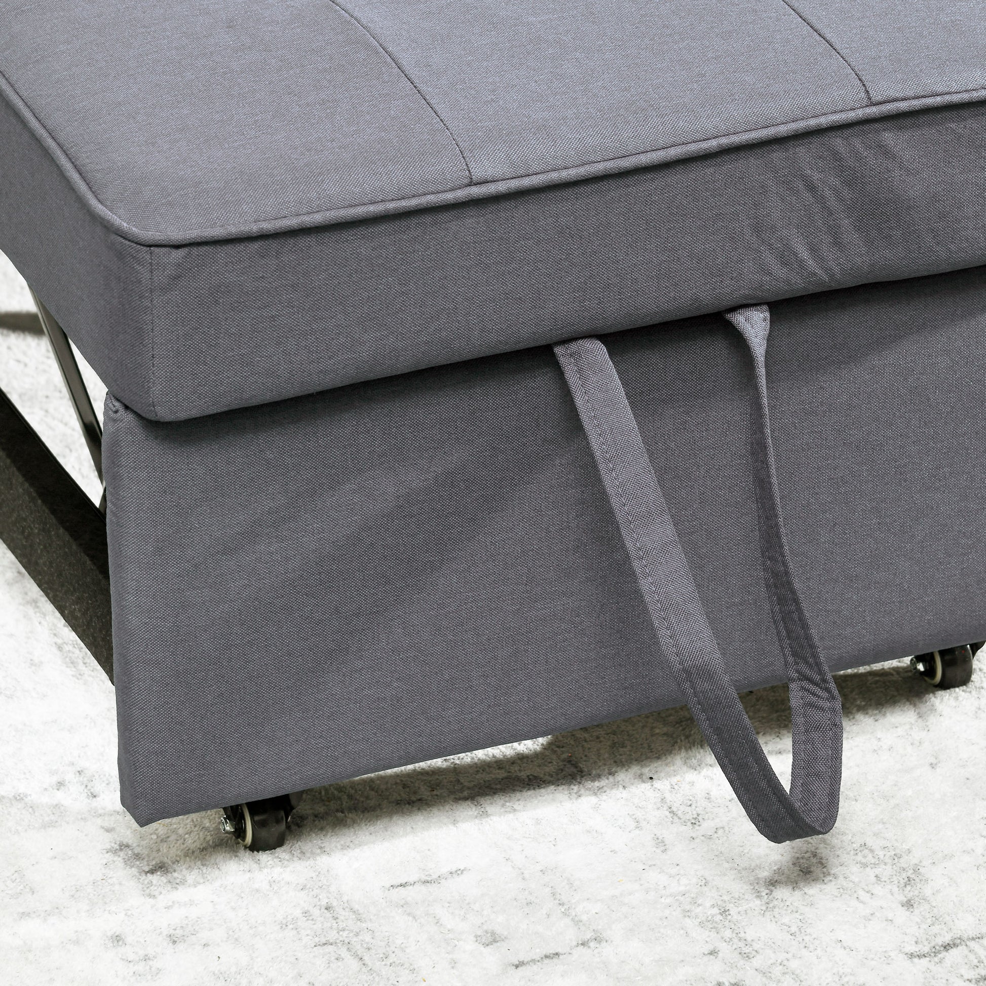 Sleeper Chair 3-in-1 Pull-Out Sofa Bed with Bed Function 2 Seater Sofa with Adjustable Backrest, Side Pocket, Cushion, Casters, up to 300 kg, for small space Dark Gray