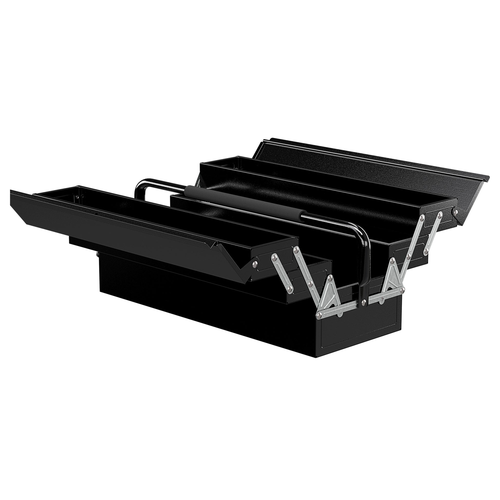 Tool Box Tool Chest 5 Compartments Foldable Steel (SPCC) Black 56 x 20 x 41 cm