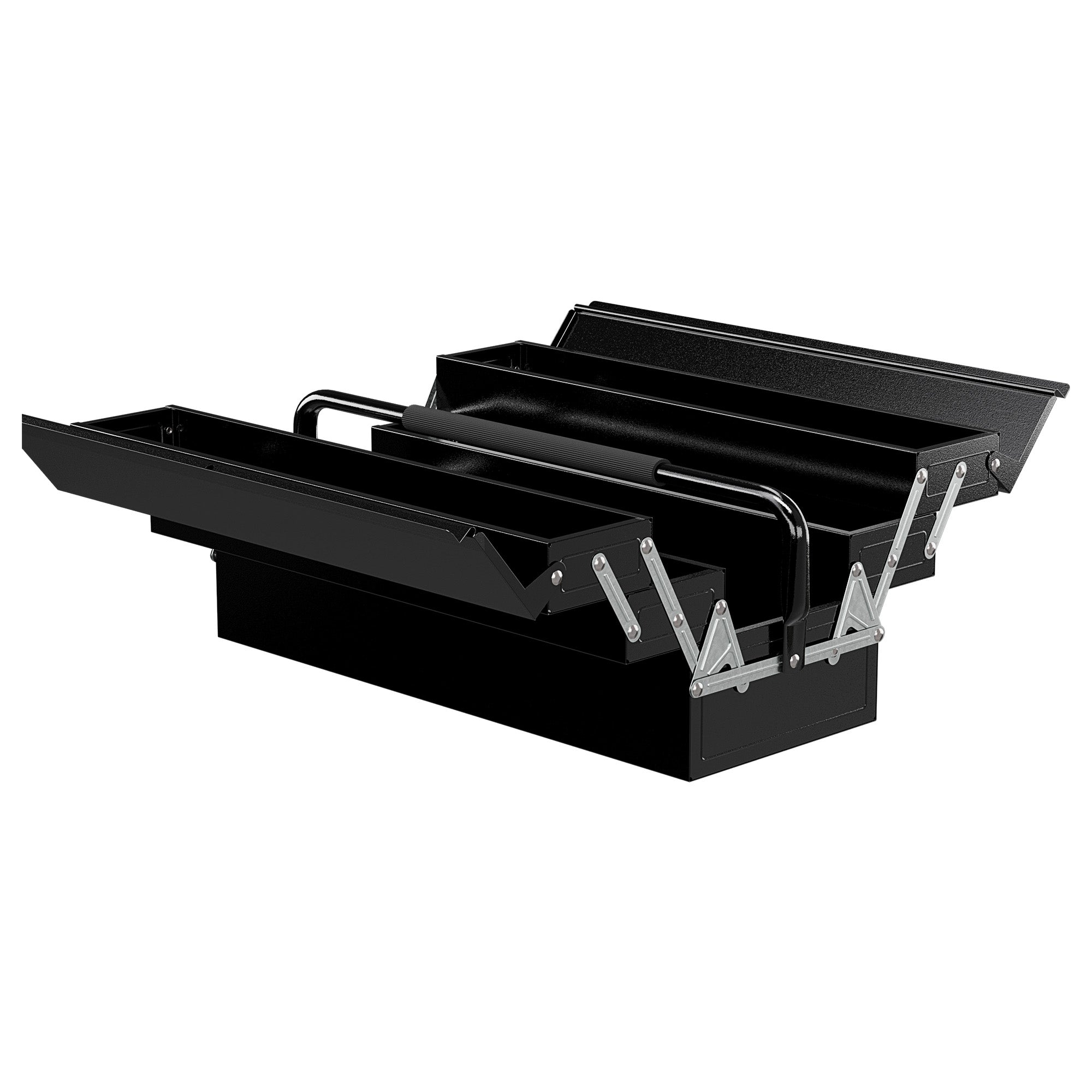 Tool Box Tool Chest 5 Compartments Foldable Steel (SPCC) Black 56 x 20 x 41 cm