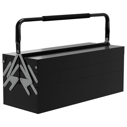Tool Box Tool Chest 5 Compartments Foldable Steel (SPCC) Black 56 x 20 x 41 cm