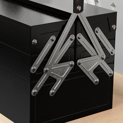 Tool Box Tool Chest 5 Compartments Foldable Steel (SPCC) Black 56 x 20 x 41 cm