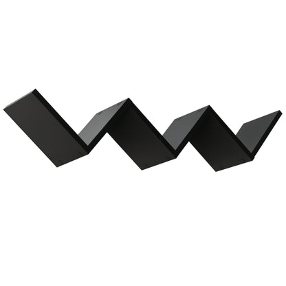 Floating Wall Shelves - Contemporary V-shaped Design - Mounting Kit Included - Black Particle Boards