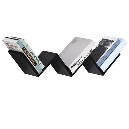 Floating Wall Shelves - Contemporary V-shaped Design - Mounting Kit Included - Black Particle Boards
