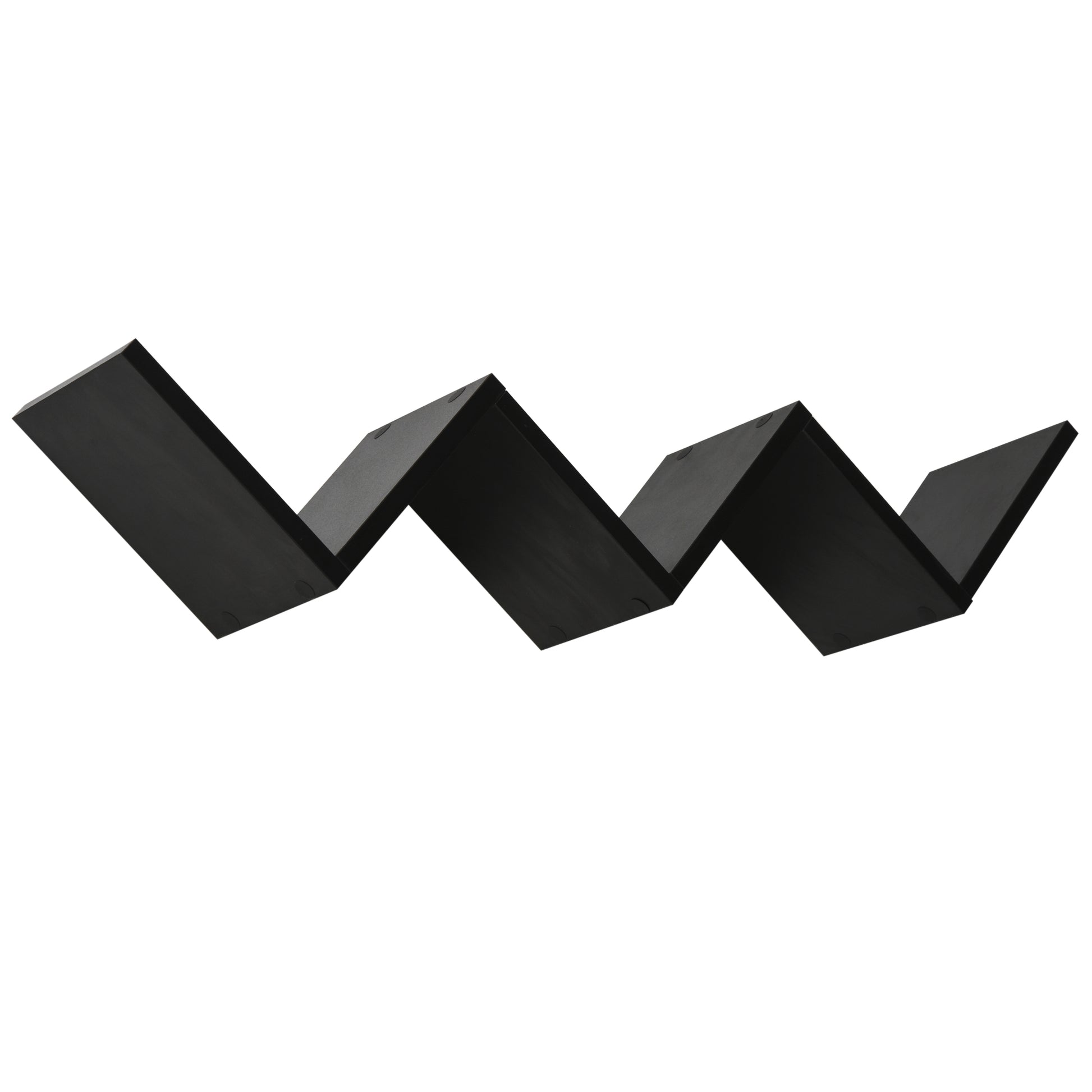 Floating Wall Shelves - Contemporary V-shaped Design - Mounting Kit Included - Black Particle Boards