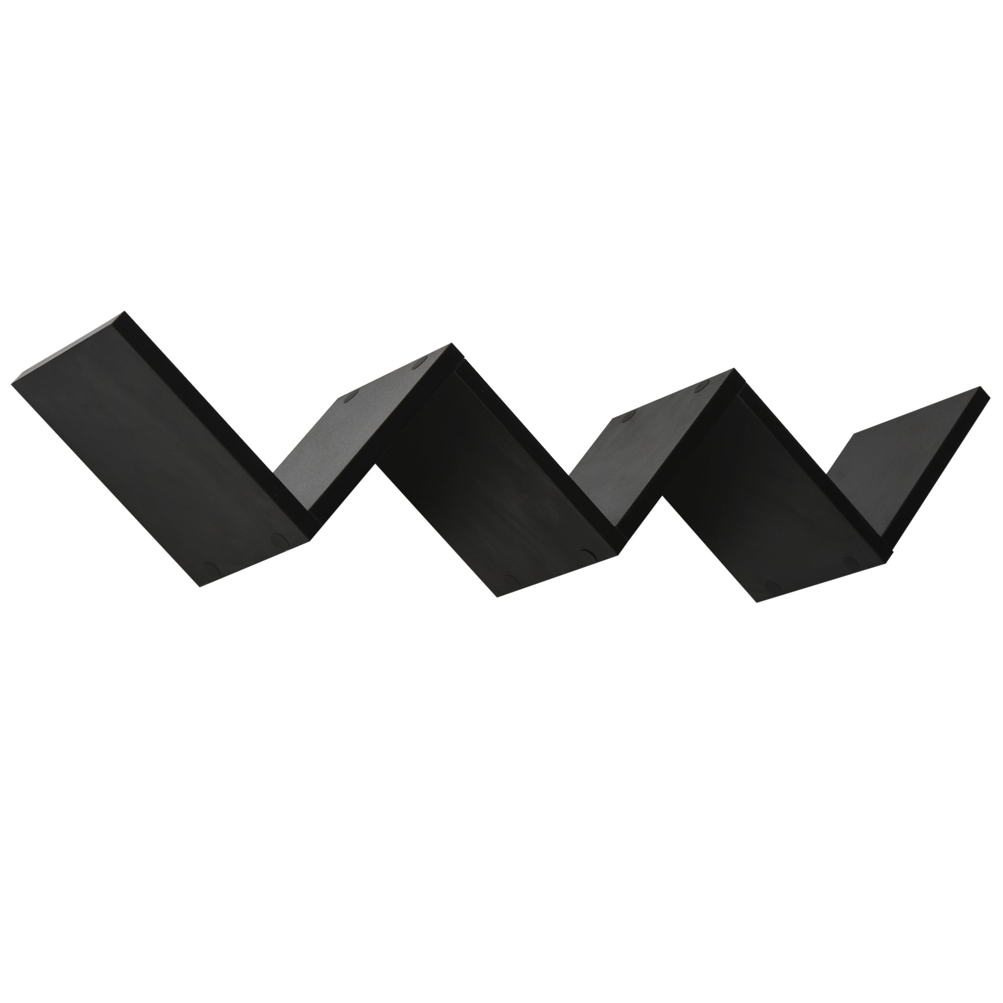 Floating Wall Shelves - Contemporary V-shaped Design - Mounting Kit Included - Black Particle Boards