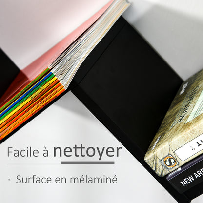 Floating Wall Shelves - Contemporary V-shaped Design - Mounting Kit Included - Black Particle Boards