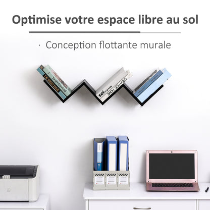 Floating Wall Shelves - Contemporary V-shaped Design - Mounting Kit Included - Black Particle Boards