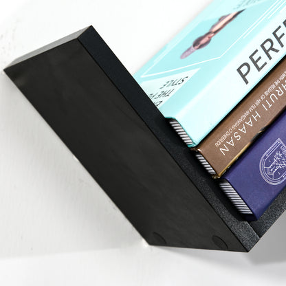 Floating Wall Shelves - Contemporary V-shaped Design - Mounting Kit Included - Black Particle Boards