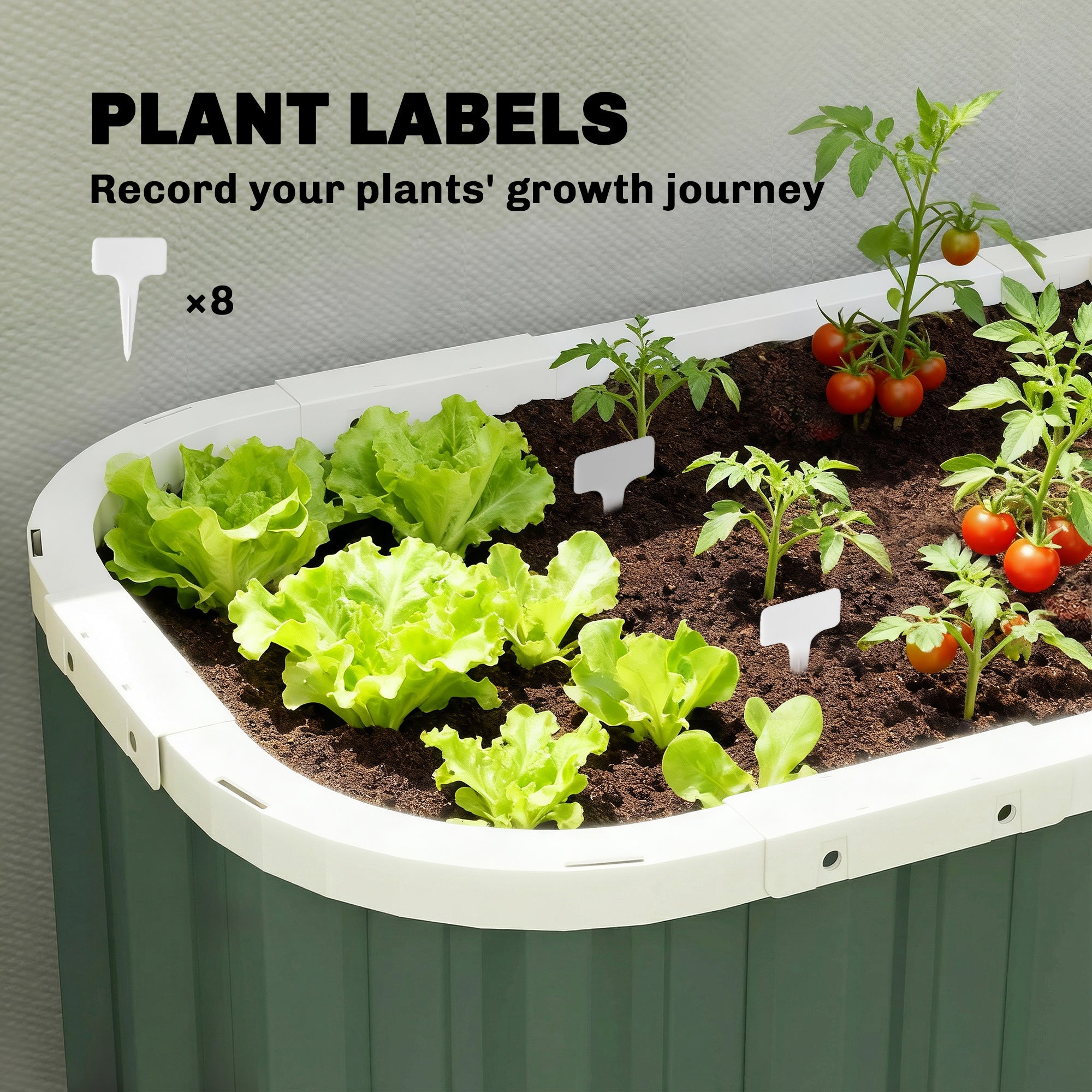 Galvanized Raised Metal Garden Bed, 136 x 53 x 61 cm (53.5" x 20.9" x 24") — Deep Planter with Protective Edges, Plant Labels & Gloves, Open-Bottom Herb Tray, Easy Assembly for Garden & Balcony