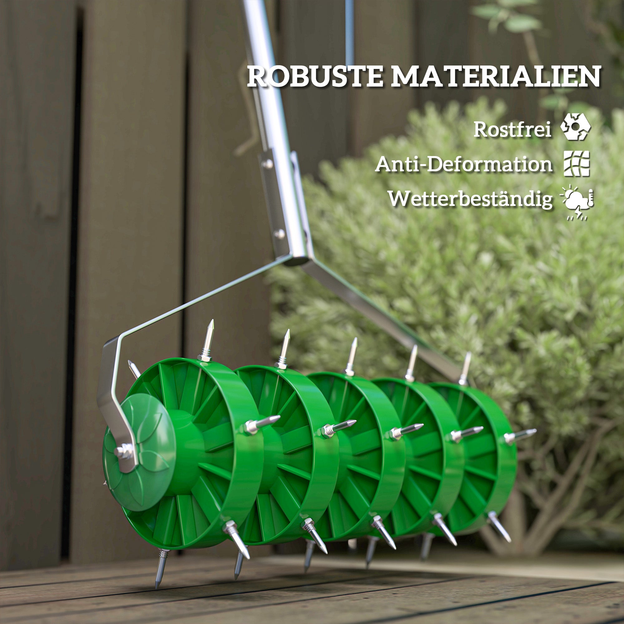 Lawn Aerator Aerifier for Lawns 45cm Width Manual Lawn Aerator with 30 Iron Spikes Garden Tools Soil Rail Plugger, Scarifier Lawnpecker, Lawn Care for Yards Grass