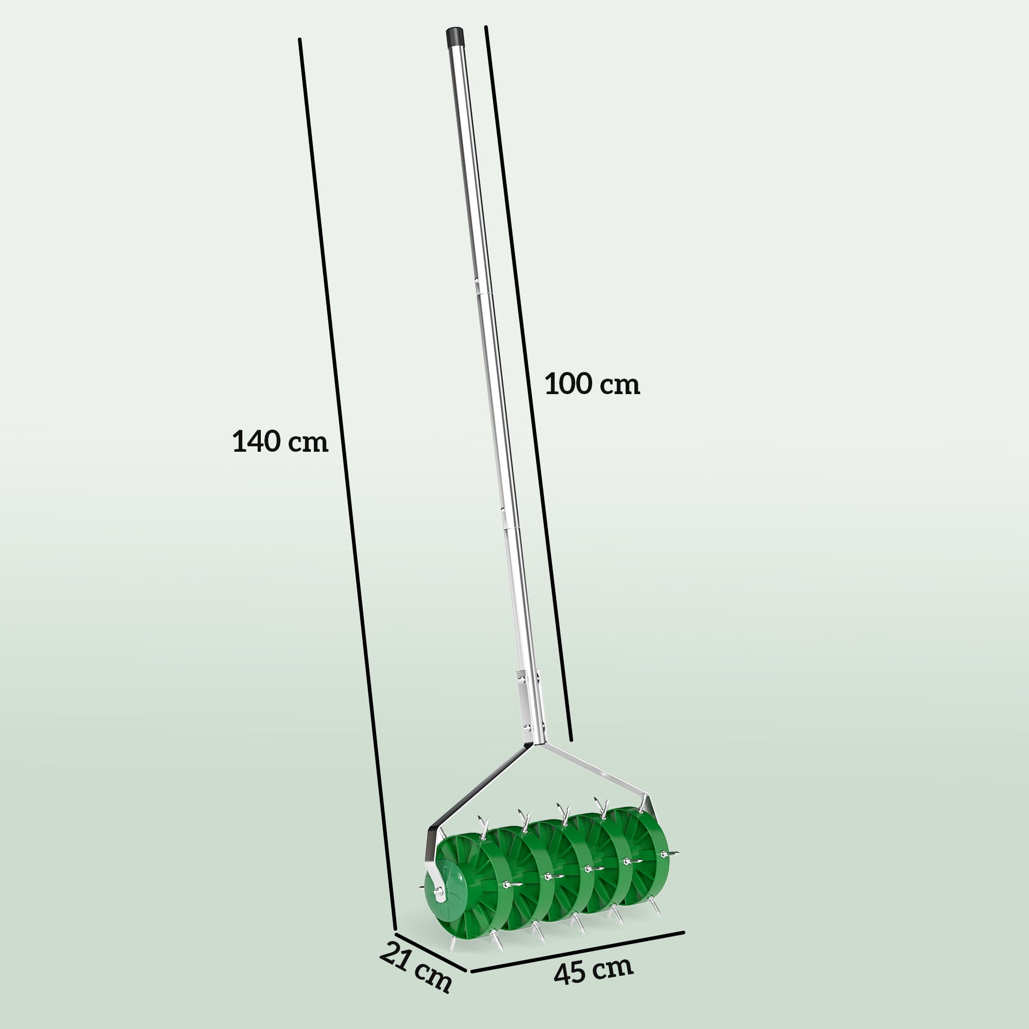 Lawn Aerator Aerifier for Lawns 45cm Width Manual Lawn Aerator with 30 Iron Spikes Garden Tools Soil Rail Plugger, Scarifier Lawnpecker, Lawn Care for Yards Grass