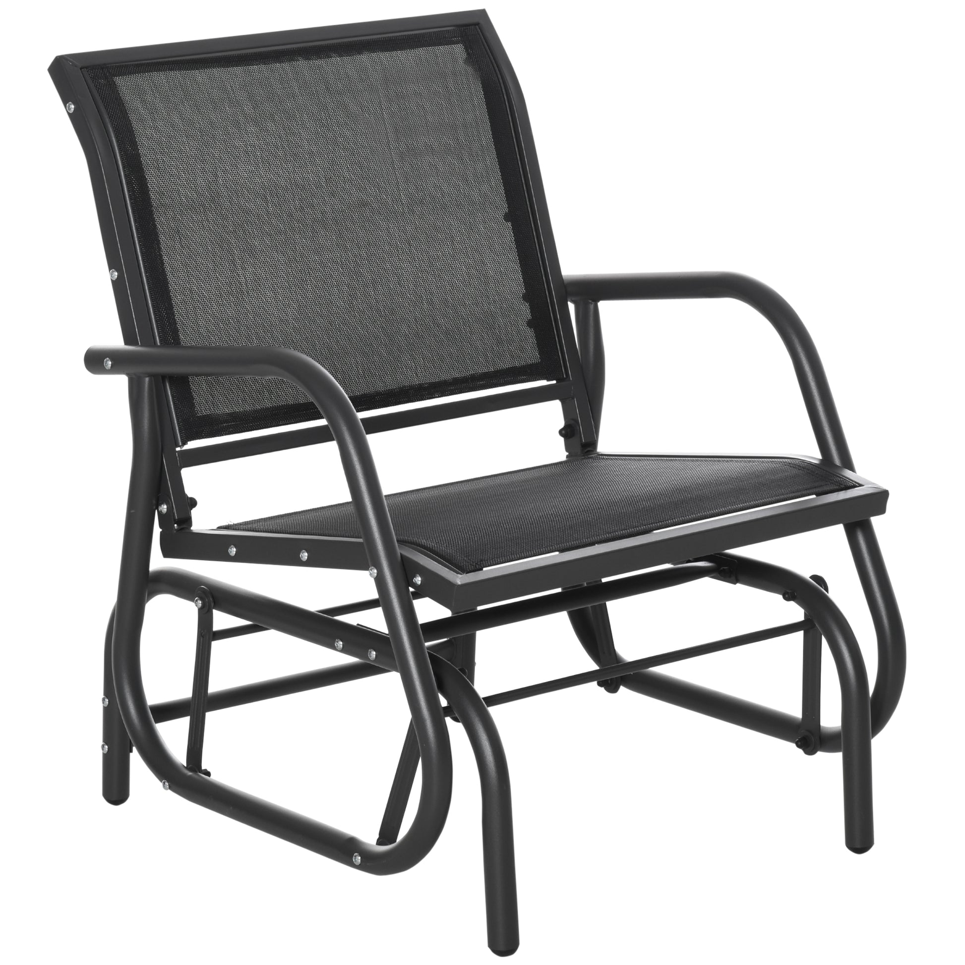 Metal Swing Chair Garden Chair with Armrest Backrest Garden Swing up to 120 kg Load Capacity Outdoor Relax Chair for Balcony Garden Terrace Black