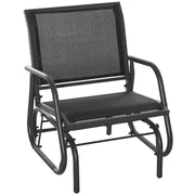 Metal Swing Chair Garden Chair with Armrest Backrest Garden Swing up to 120 kg Load Capacity Outdoor Relax Chair for Balcony Garden Terrace Black