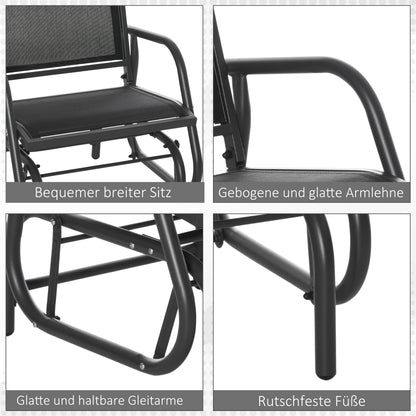 Metal Swing Chair Garden Chair with Armrest Backrest Garden Swing up to 120 kg Load Capacity Outdoor Relax Chair for Balcony Garden Terrace Black