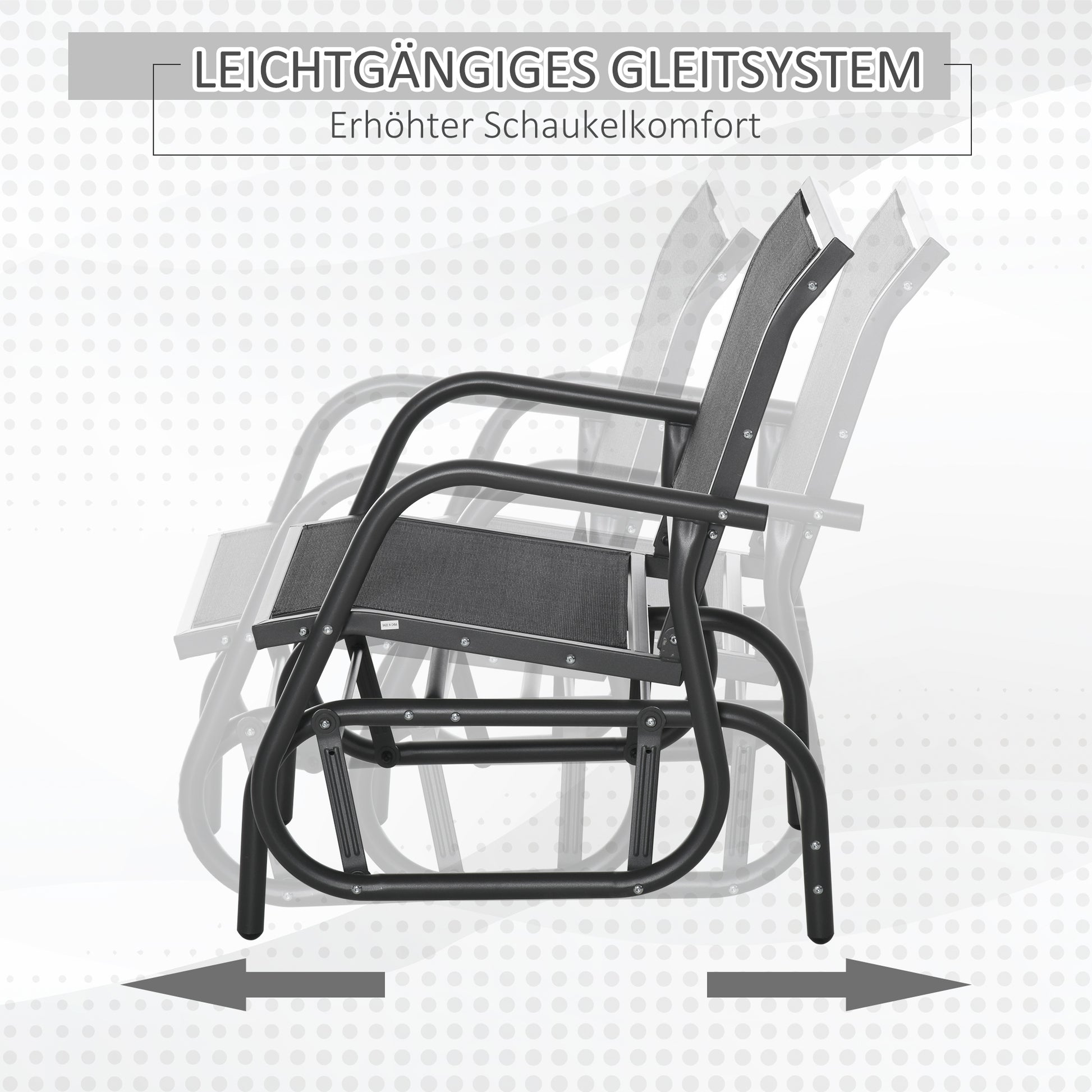 Metal Swing Chair Garden Chair with Armrest Backrest Garden Swing up to 120 kg Load Capacity Outdoor Relax Chair for Balcony Garden Terrace Black