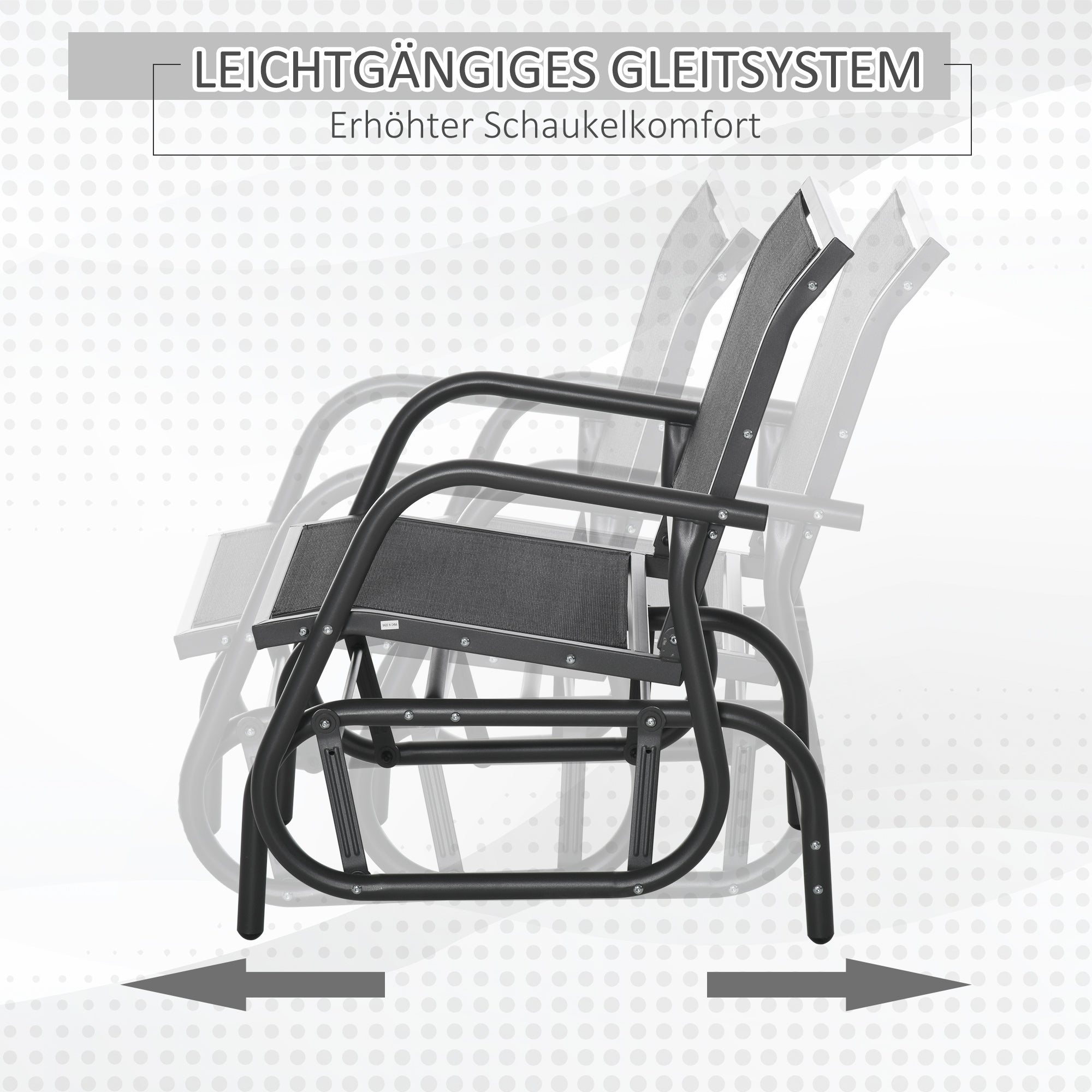 Metal Swing Chair Garden Chair with Armrest Backrest Garden Swing up to 120 kg Load Capacity Outdoor Relax Chair for Balcony Garden Terrace Black