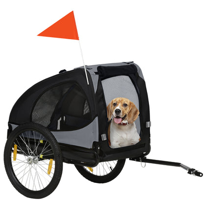 Dog Trailer, Foldable Pet Bike Trailer, Quick Release Wheels, Water Resistant, Oxford Fabric, Steel, 140 x 71 x 83 cm, Black