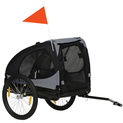Dog Trailer, Foldable Pet Bike Trailer, Quick Release Wheels, Water Resistant, Oxford Fabric, Steel, 140 x 71 x 83 cm, Black