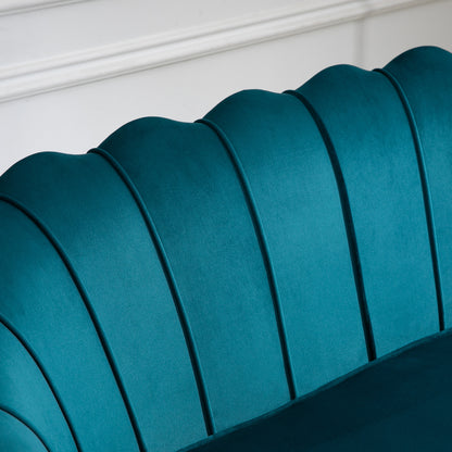 Sofa 2 Seater Couch with Armrest Thickly Padded Upholstered Modern Double Sofa with Velvet Look for Living Room Bedroom, 130 x 77 x 77 cm, Dark green