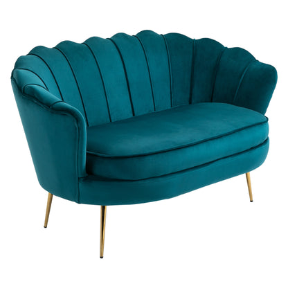 Sofa 2 Seater Couch with Armrest Thickly Padded Upholstered Modern Double Sofa with Velvet Look for Living Room Bedroom, 130 x 77 x 77 cm, Dark green