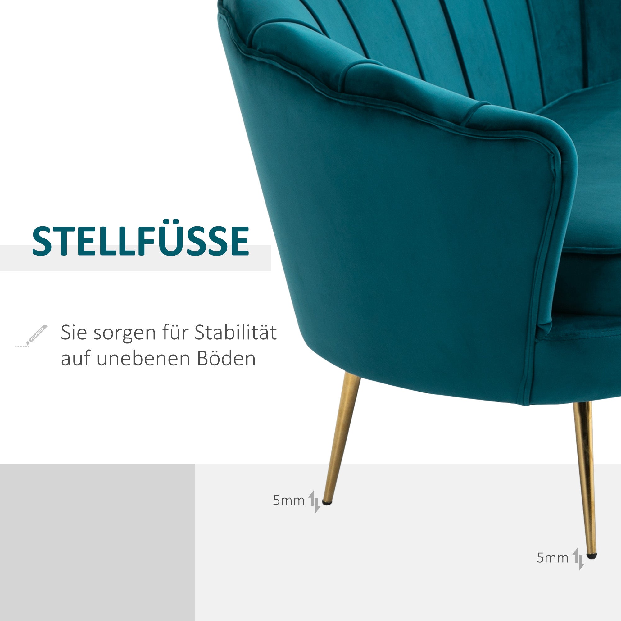 Sofa 2 Seater Couch with Armrest Thickly Padded Upholstered Modern Double Sofa with Velvet Look for Living Room Bedroom, 130 x 77 x 77 cm, Dark green