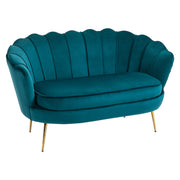 Sofa 2 Seater Couch with Armrest Thickly Padded Upholstered Modern Double Sofa with Velvet Look for Living Room Bedroom, 130 x 77 x 77 cm, Dark green