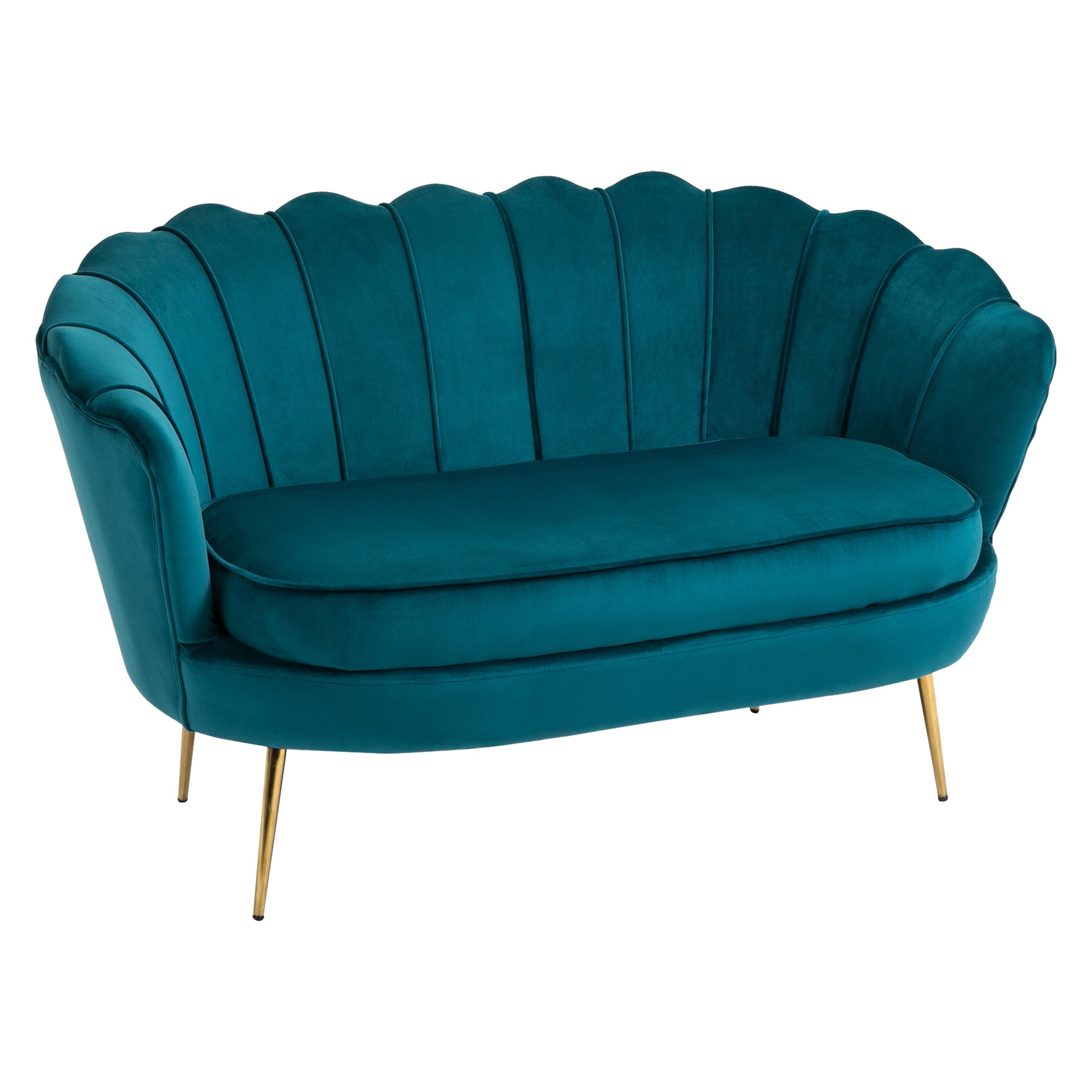 Sofa 2 Seater Couch with Armrest Thickly Padded Upholstered Modern Double Sofa with Velvet Look for Living Room Bedroom, 130 x 77 x 77 cm, Dark green